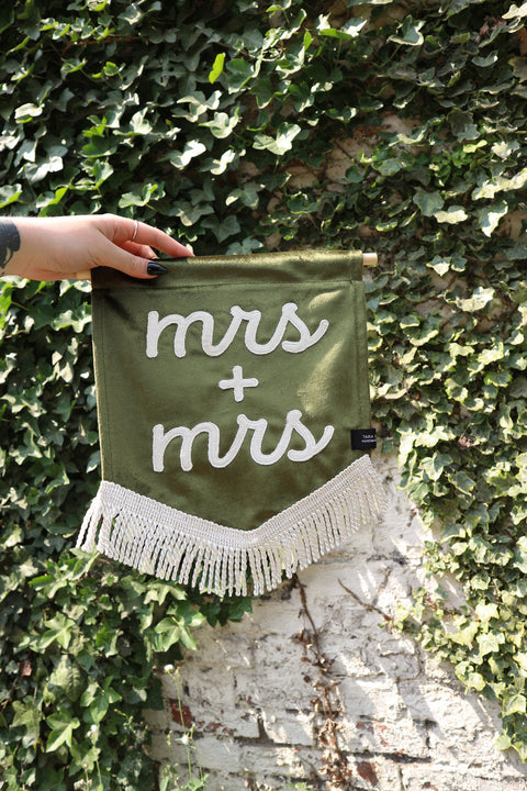 Mrs & Mrs | Olive Green Bridal Banner
