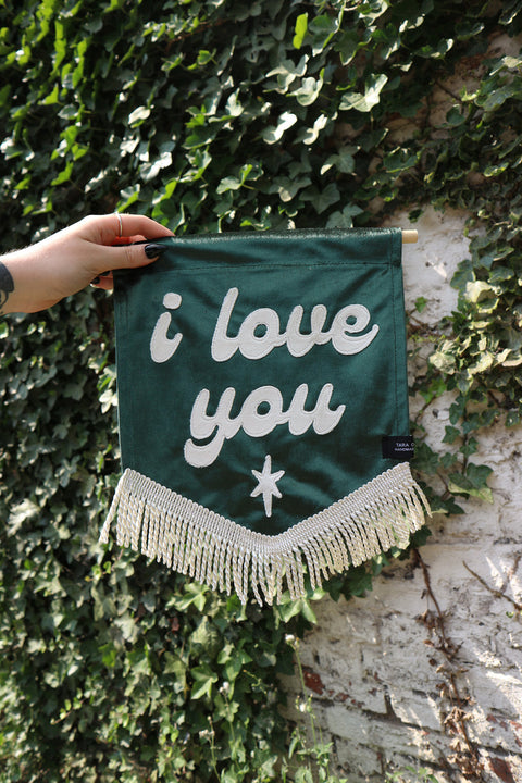 I Love You | Green Velvet Banner