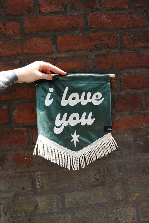 I Love You | Green Velvet Banner