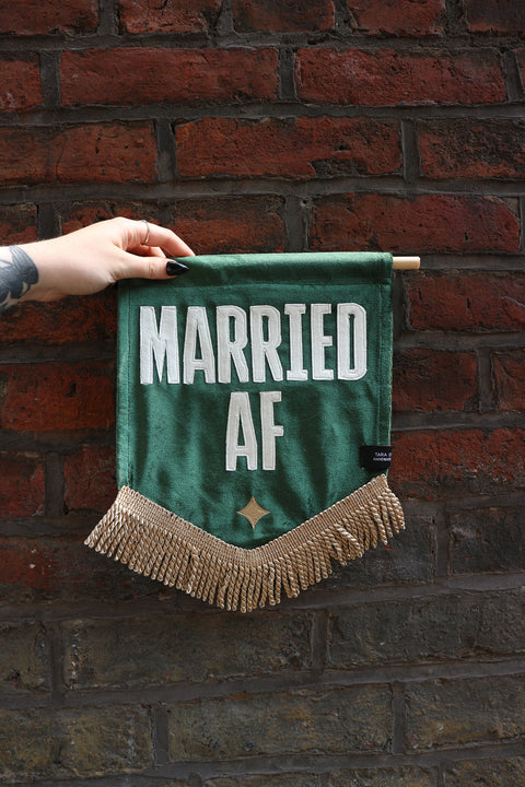 Married AF | Green Velvet Banner