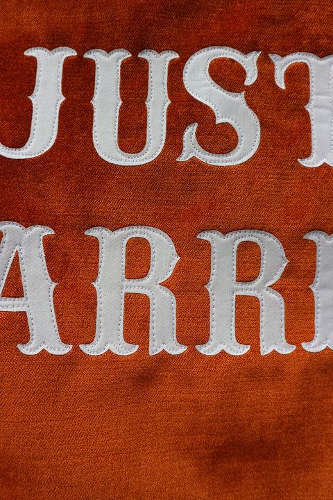 Just Married | Orange Velvet Wedding Banner